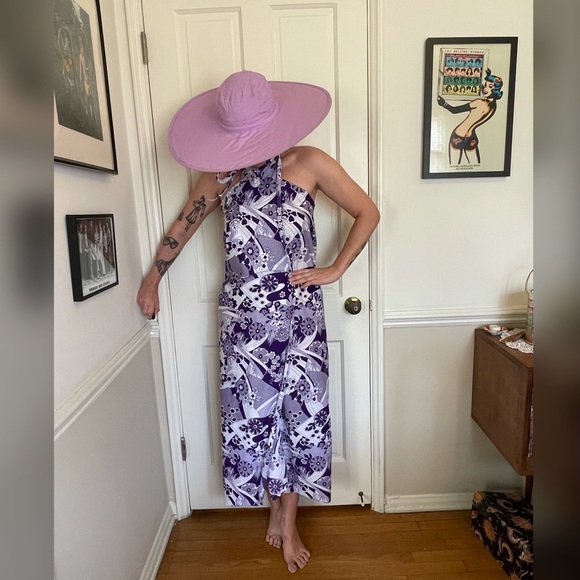 Vintage Other - 60s Vintage Purple and White Floral Wrap Coverup